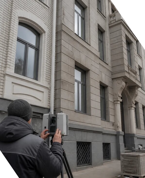 Лазерное сканирование фасадов зданий для обследования в Копейске